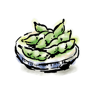 日式美食毛豆插畫