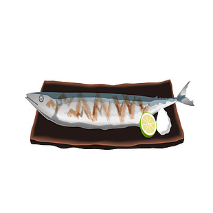 日式秋刀魚插畫