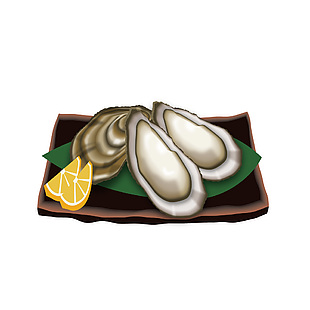 日料生蠔刺身插畫