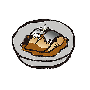 日料美食烤魚插畫