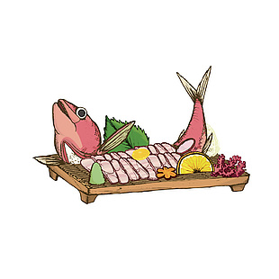 海鮮生魚片插畫