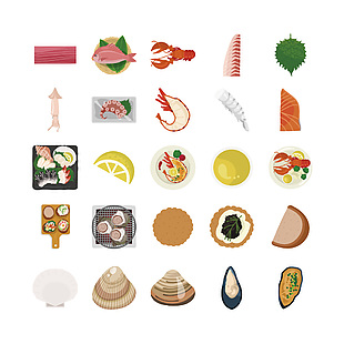 日式生魚片料理插畫