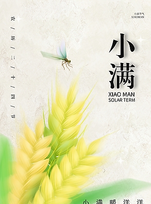 清新小满暖洋洋锄麦种杂粮节气海报素材