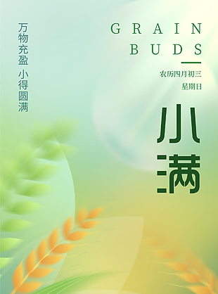 唯美小清新萬物充盈小得圓滿小滿海報(bào)