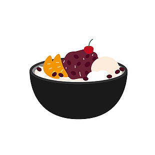 紅豆湯甜品插畫