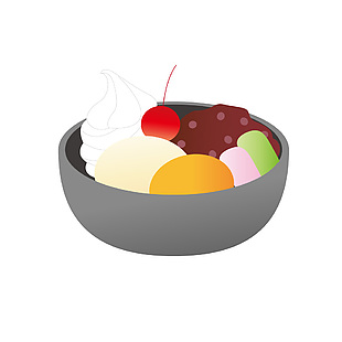 日式冰淇淋甜品插畫