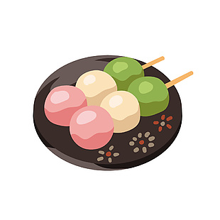 三色糯米丸子插畫