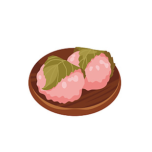 日本櫻花糯米果子插畫