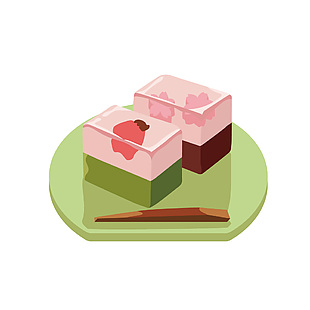 日式羊羹糕點插畫