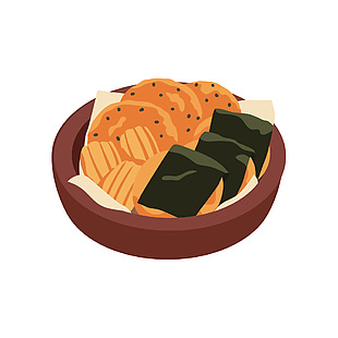 日式海苔餅插畫