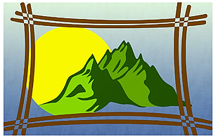 太陽和綠山矢量素材