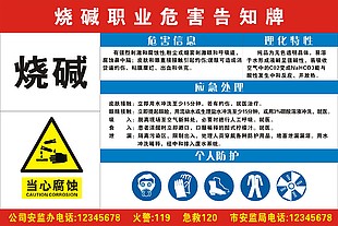 烧碱职业危害告知牌
