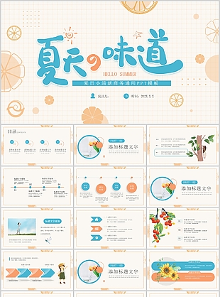 夏日小清新商務(wù)總結(jié)匯報(bào)通用PPT模板