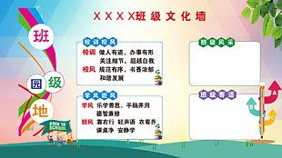 經典趣味卡通班級園地文化墻素材