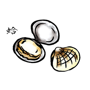 日式海鮮蛤插畫
