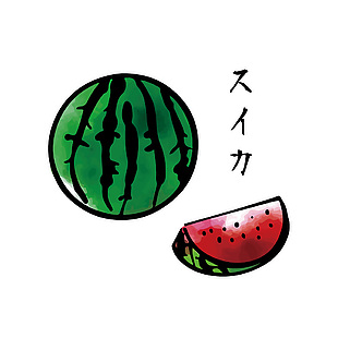 日式西瓜美食插畫