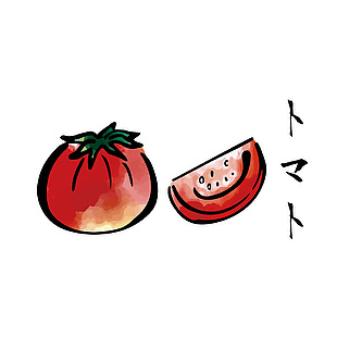 日式西紅柿食材插畫