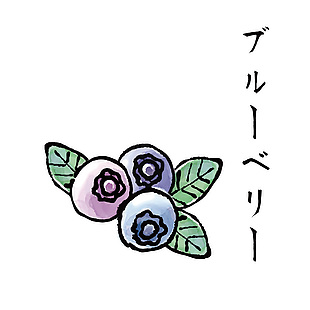 日式藍莓水果插畫