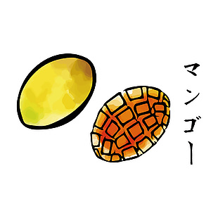 日式芒果水果插畫