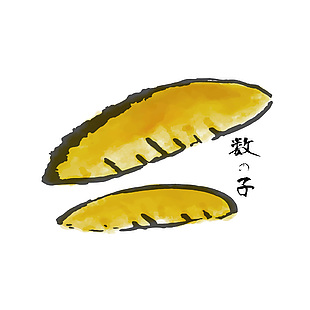 手繪目魚子美食插畫