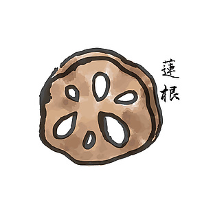 日式蓮藕食材插畫