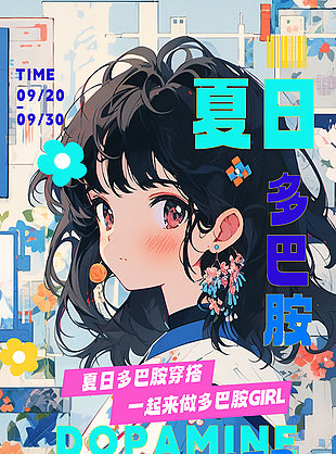 趣味穿搭多巴胺少女漫畫主題海報