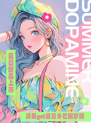 夏日新品清爽多巴胺穿搭設計海報