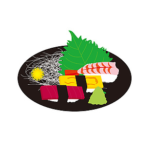 日式壽司拼盤插畫