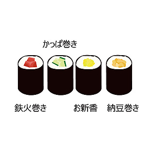 手卷壽司拼盤插畫