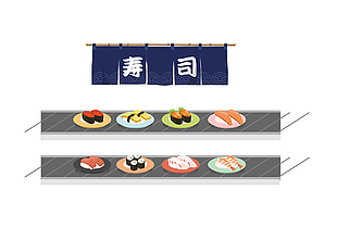 日料店壽司拼盤插畫