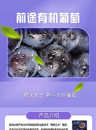 簡約紫色有機葡萄淘寶電商詳情頁設計