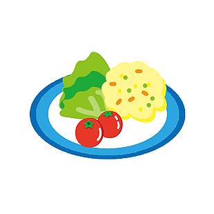 蔬菜煎蛋美食插畫