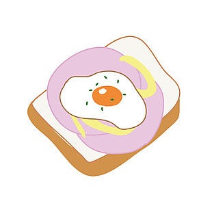 滑蛋培根吐司早餐插畫