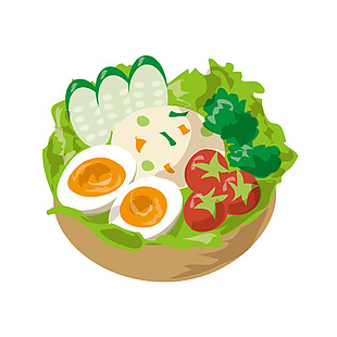 蔬菜沙拉早餐插畫