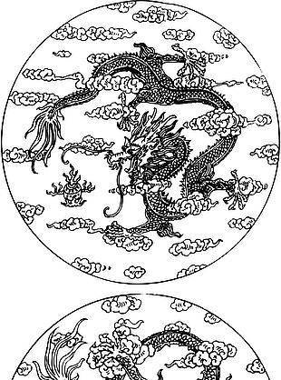 中國(guó)風(fēng)龍騰鳳舞插畫