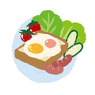 培根煎蛋吐司插畫