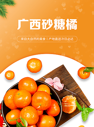 橙色系廣西砂糖橘淘寶電商詳情頁設計