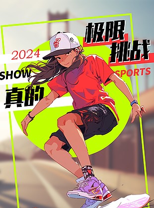 極限挑戰創意漫畫風運動海報設計