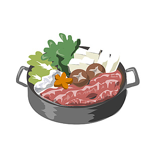 日本特色壽喜鍋插畫