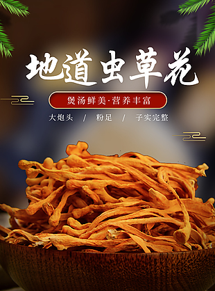 煲湯鮮美地道蟲草花淘寶電商詳情頁素材