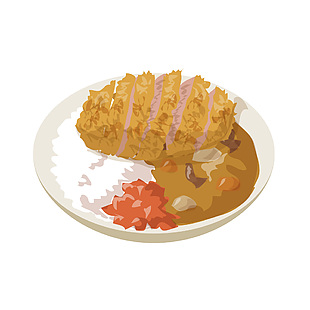 日本咖喱豬排插畫
