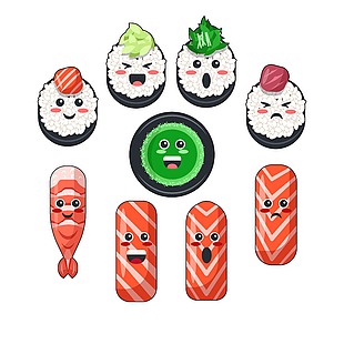 精致日料壽司料理插畫
