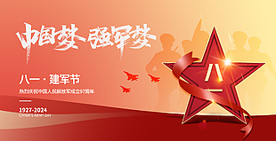 八一建軍節(jié)橙紅漸變大氣展板設計