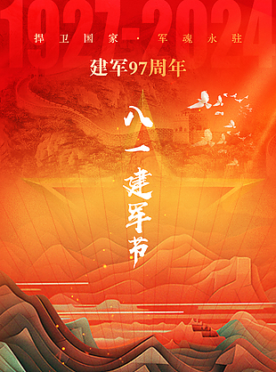 威武霸气建军节海报