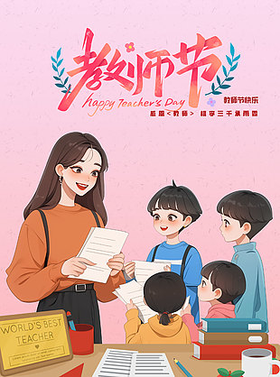 可愛粉色創(chuàng)意教師節(jié)海報