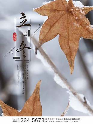 文藝寧靜簡約二十四節氣立冬海報