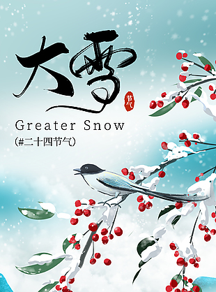 雪漫大地銀裝素裹大雪時節藍色海報