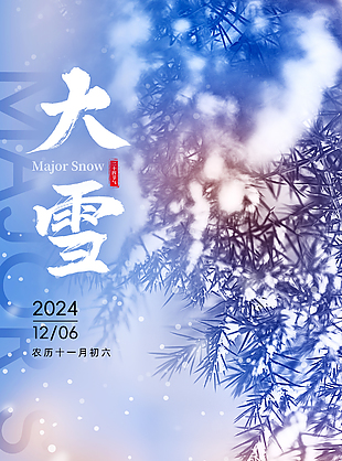 白雪故嫌春色晚傳統大雪節氣海報
