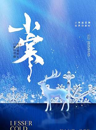 小寒迎雪至高端大气传统二十四节气海报