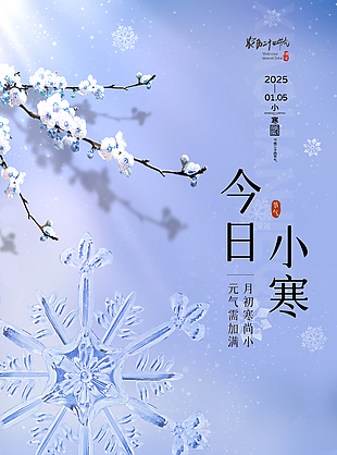 元氣簡約詩意清新傳統二十四節氣小寒海報